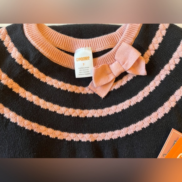 Gymboree Girls Contrast Bow Sweater Dress Size 7 Black Pink NWT - Picture 8 of 8